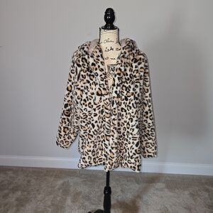 Leopard Print Faux Fur Coat